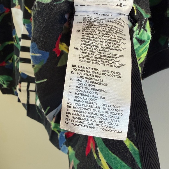 Adidas Originals Floral Trefoil Crop Top Black Size L - Picture 4 of 4